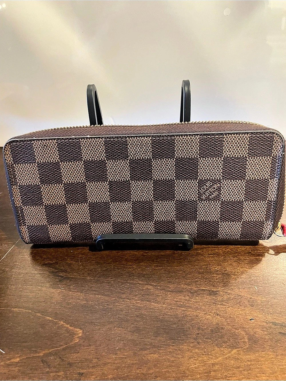 Louis Vuitton Zippy Wallet Damier Checkered Brown & Red